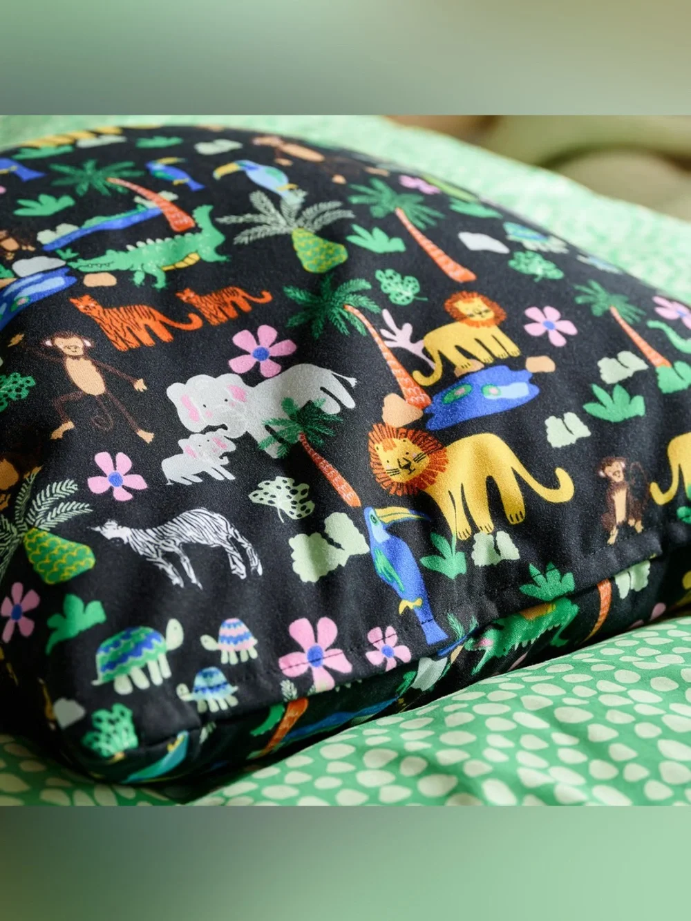 Green Crocodile Kids Duvet Cover and Cushion Set - Playful Jungle Print